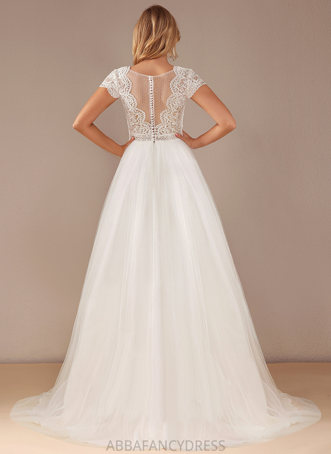 With Sequins Wedding Ball-Gown/Princess V-neck Train Court Valerie Dress Lace Tulle Wedding Dresses Lace