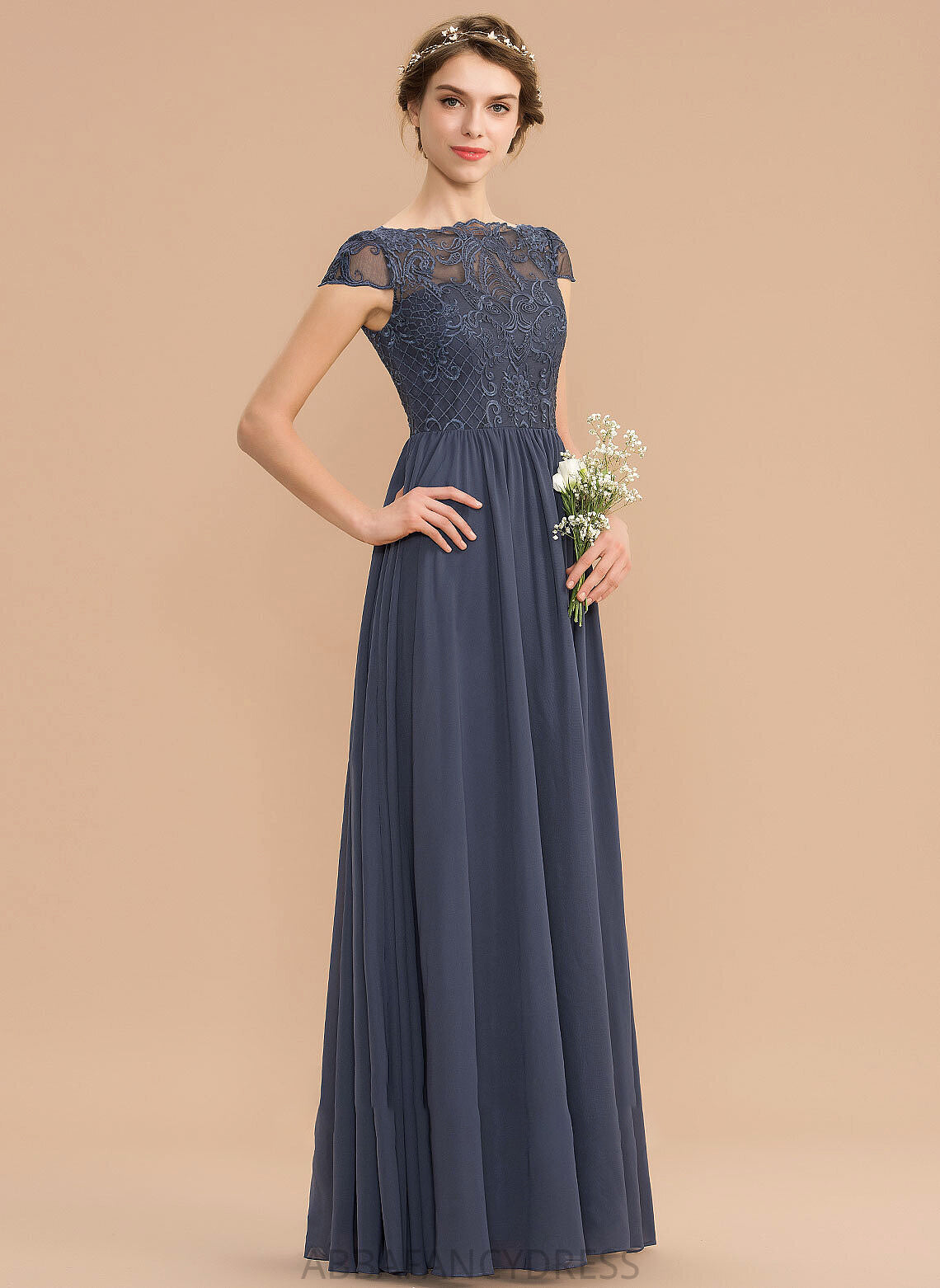 Neckline Fabric Length A-Line ScoopNeck Lace Silhouette Floor-Length Straps Eleanor Sleeveless Floor Length