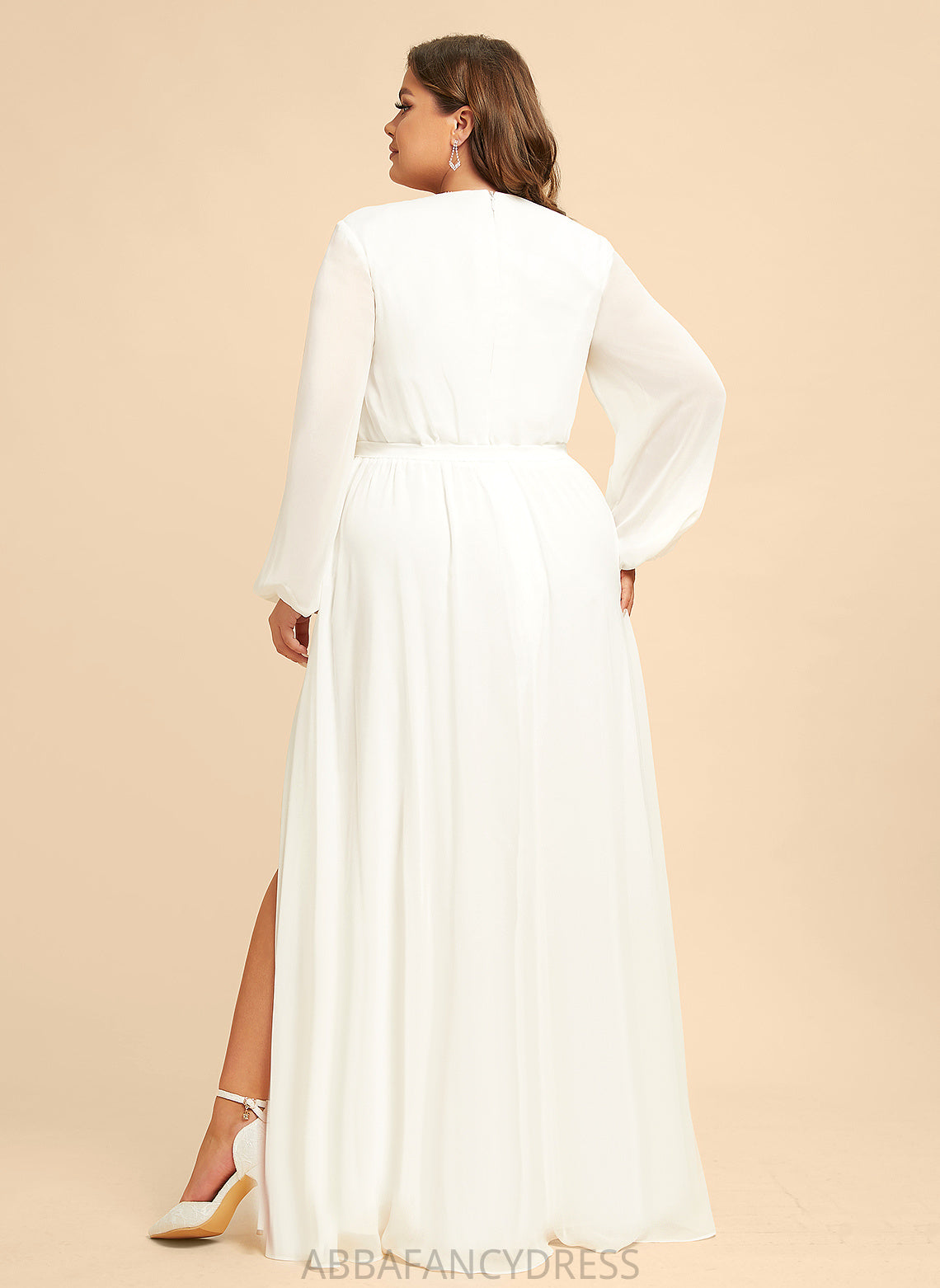 Wedding Dresses Floor-Length A-Line Chiffon Dress V-neck Camryn Wedding