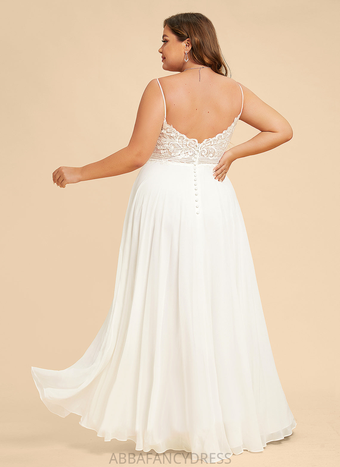 Front Ariana Chiffon Dress Split Wedding A-Line Wedding Dresses V-neck Lace With Floor-Length