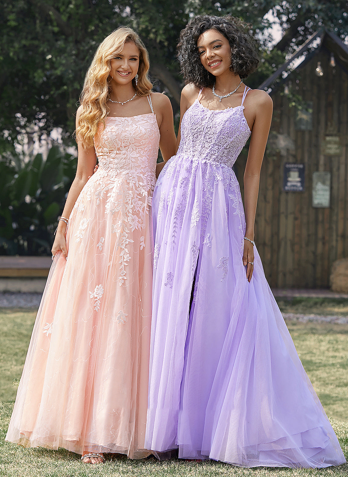 Ball-Gown/Princess Tulle Marisol Sequins Floor-Length Prom Dresses Neckline Lace Square With