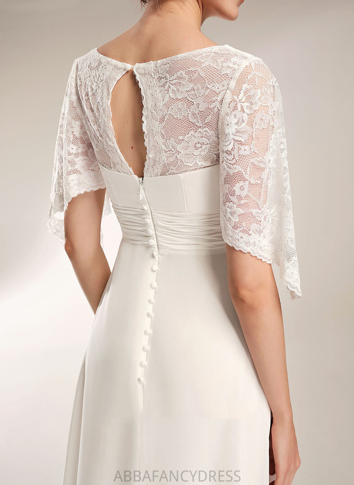 Dress Aracely Chiffon Wedding Dresses Lace V-neck With Wedding Sheath/Column Floor-Length