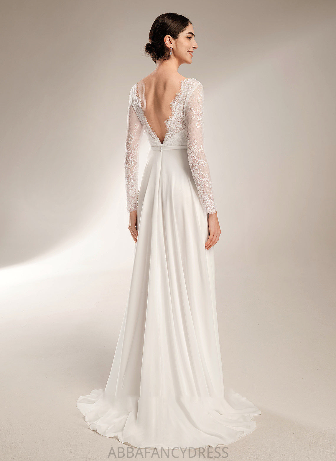 Amiya Wedding Dresses V-neck A-Line Dress Train Wedding Sweep