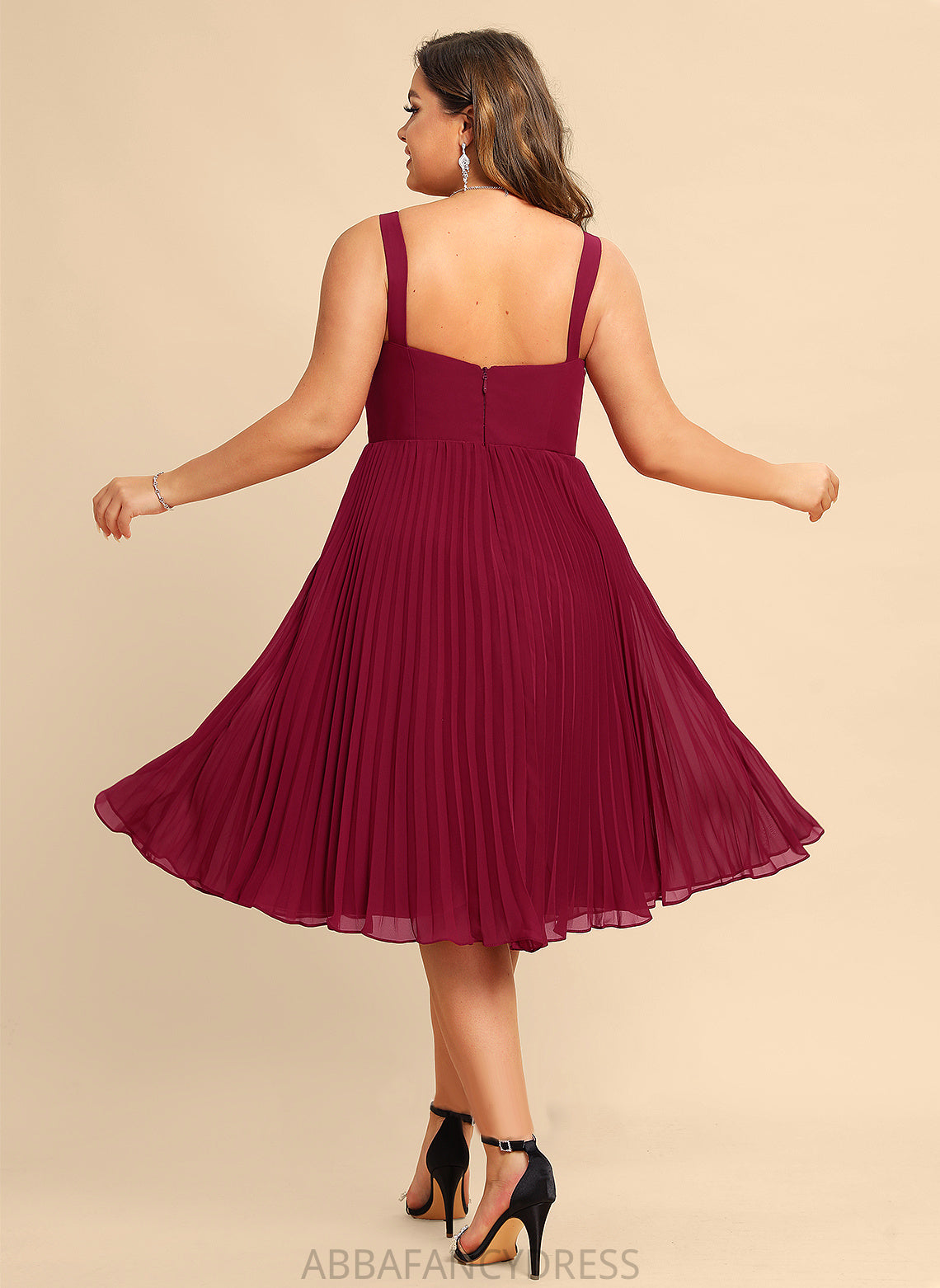 Pleated Neckline Chiffon Knee-Length Cheyenne Dress Square Homecoming With Homecoming Dresses A-Line