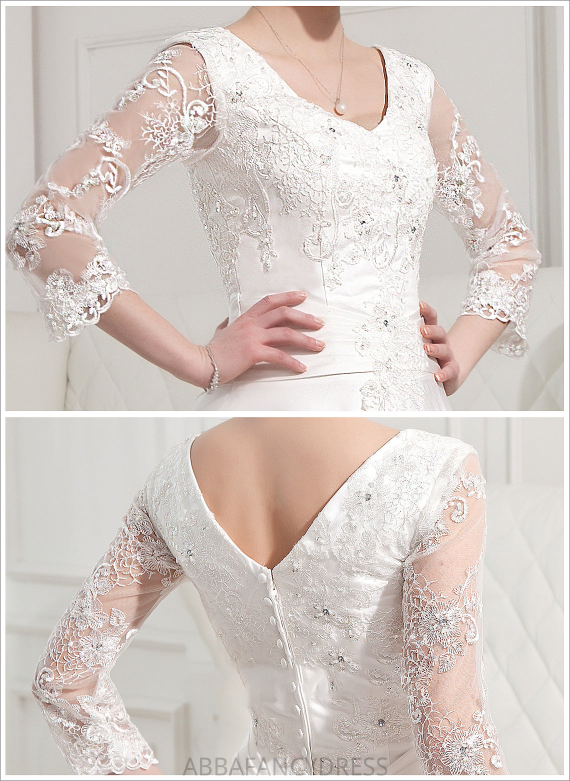 Appliques With V-neck Ball-Gown/Princess Jayden Wedding Dresses Lace Satin Beading Train Dress Wedding Chapel