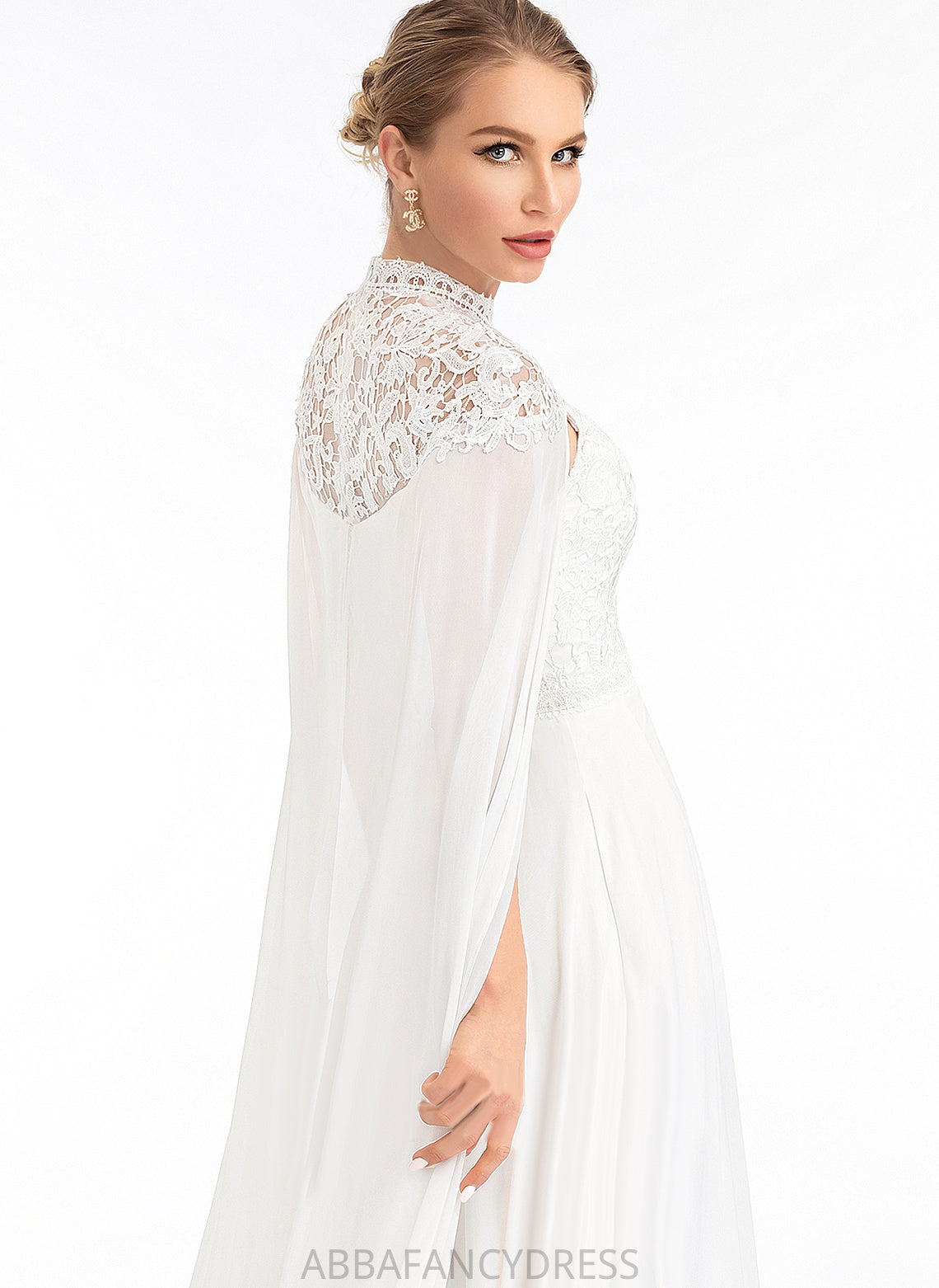 Neck Dress Chiffon Kira Wedding High Lace Floor-Length A-Line Wedding Dresses