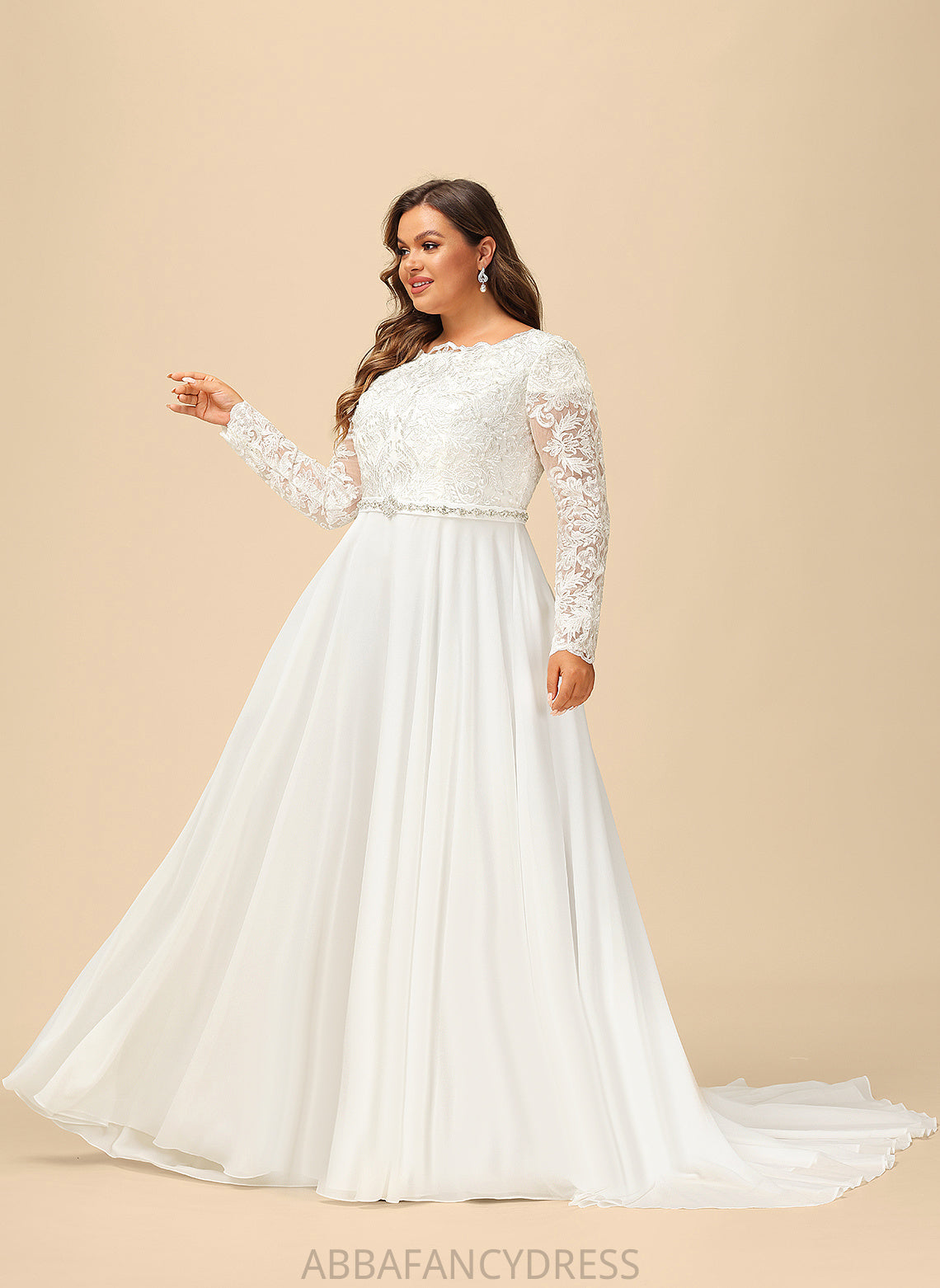 Beading Izabelle Court Chiffon Dress With Lace Wedding Wedding Dresses Train A-Line