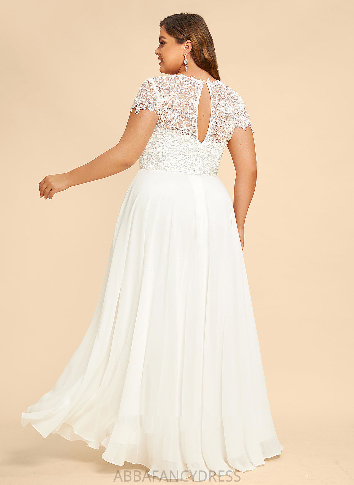 Wedding Lace Scoop Wedding Dresses A-Line Chiffon Floor-Length Delilah Dress