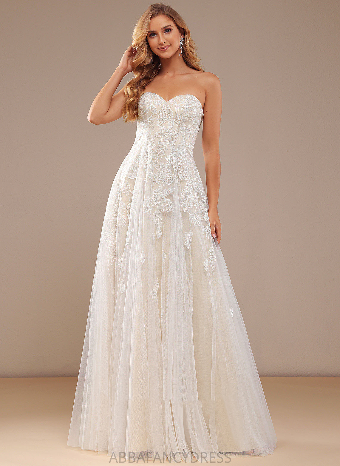 Wedding Lace Dress Wedding Dresses Madilynn Floor-Length Sweetheart With A-Line Sequins