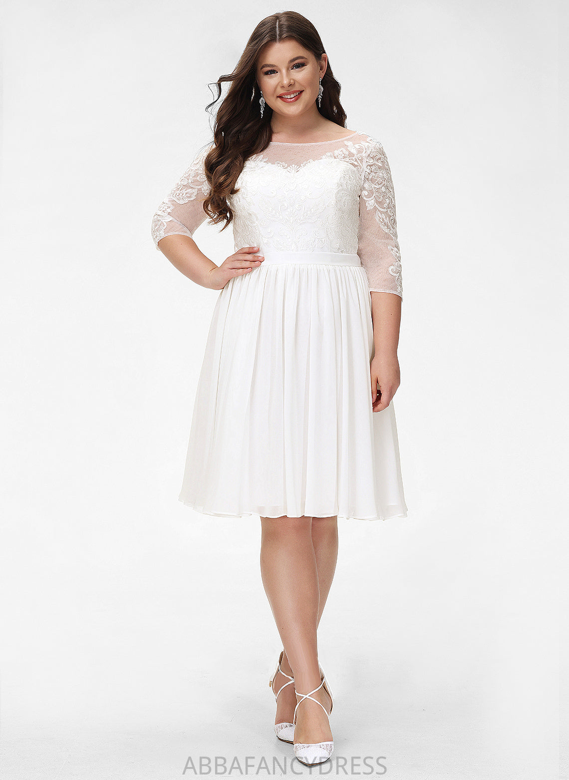 With Chiffon Wedding Dress Selah A-Line Wedding Dresses Lace Knee-Length Sequins