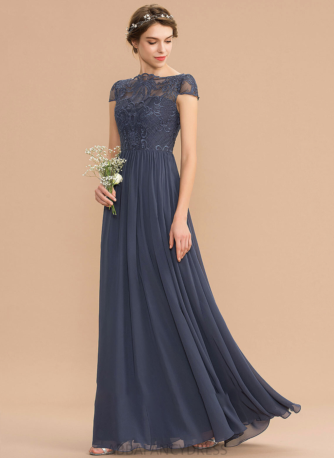 Neckline Fabric Length A-Line ScoopNeck Lace Silhouette Floor-Length Straps Eleanor Sleeveless Floor Length