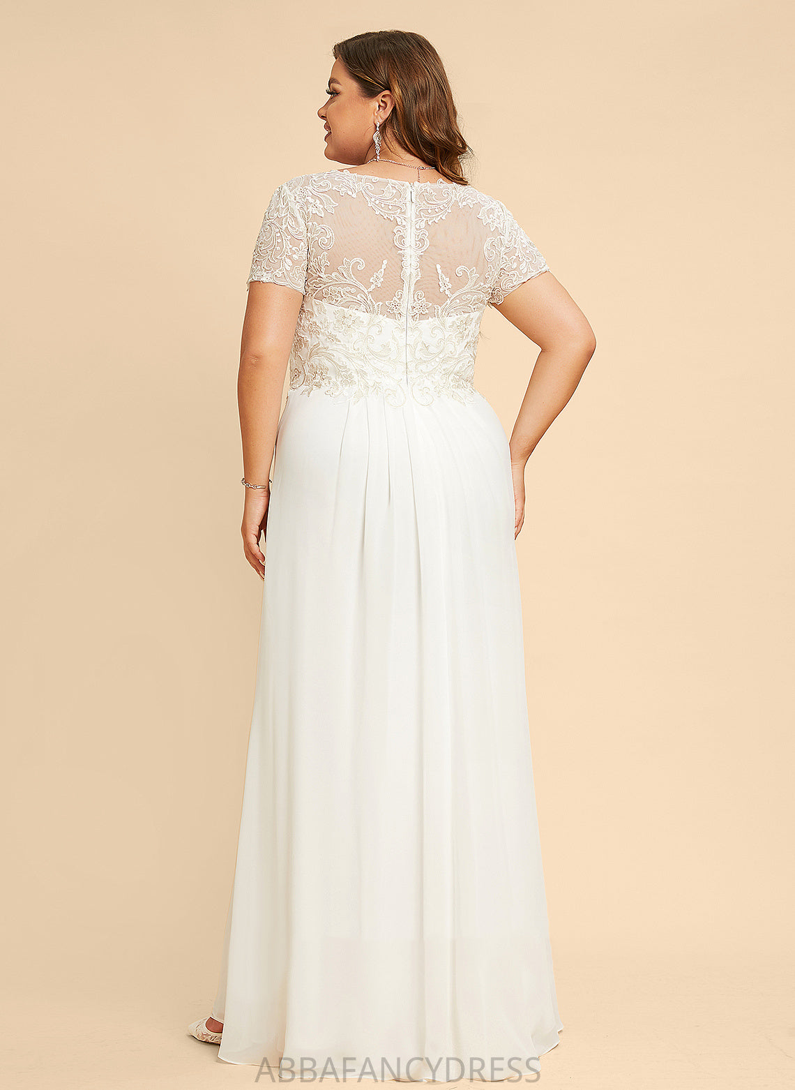 Dress Wedding Wedding Dresses Caroline Lace With A-Line Chiffon Floor-Length V-neck