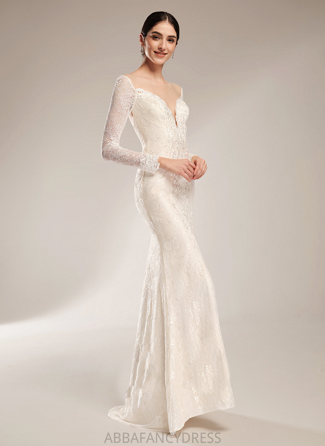 Illusion Wedding Trumpet/Mermaid Amirah Court With Train Beading Wedding Dresses Dress Lace Chiffon