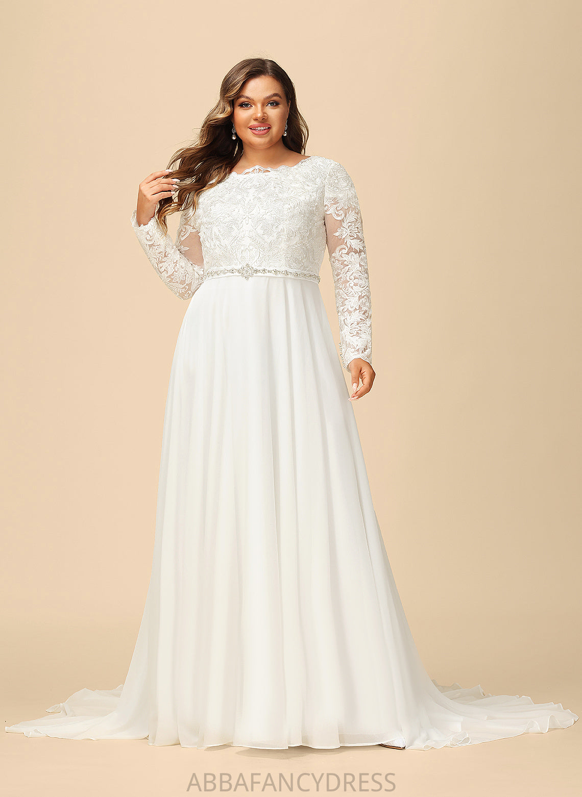 Beading Izabelle Court Chiffon Dress With Lace Wedding Wedding Dresses Train A-Line