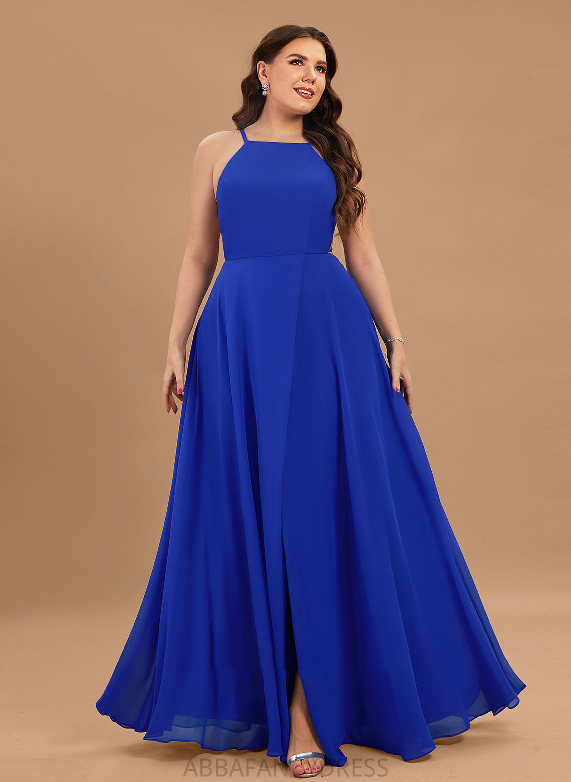 Barbara Prom Dresses Split Scoop Chiffon Neck With A-Line Floor-Length Front