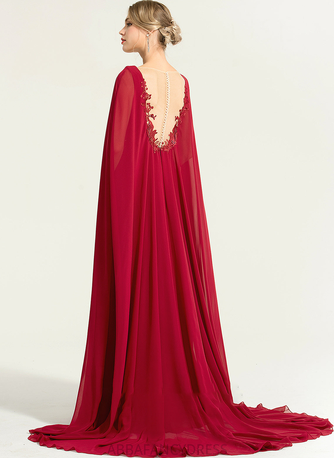 Sequins A-Line Floor-Length Valery Dress With V-neck Wedding Dresses Chiffon Wedding