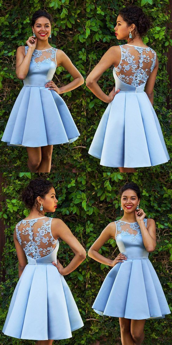 Sky Blue Jenna , Homecoming Dresses Lace , Sexy CD160