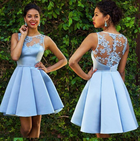 Sky Blue Jenna , Homecoming Dresses Lace , Sexy CD160