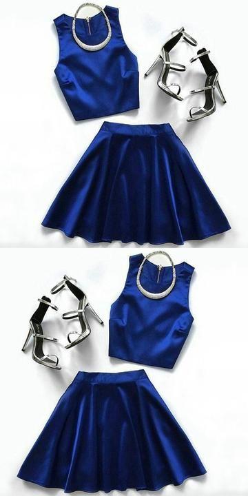 Homecoming Dresses Royal Blue Paula Two Piece Simple CD2134