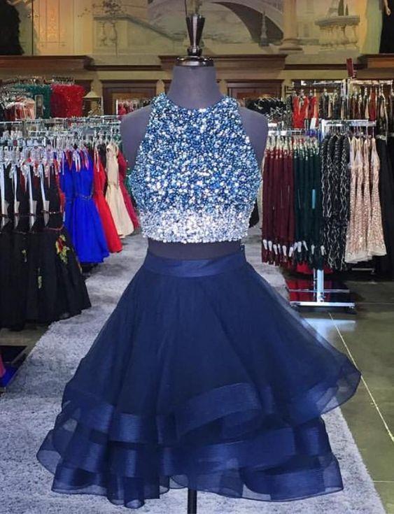 Short Two Piece With Ombre Sequin Beads Homecoming Dresses Aylin CD2166