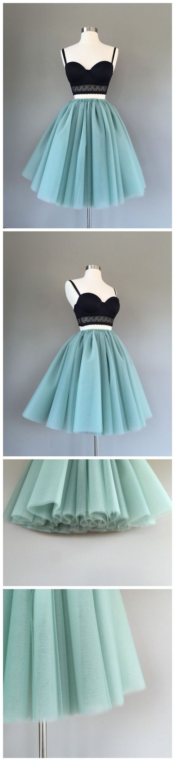 A-Line Spaghetti Straps Homecoming Dresses Amari Two Pieces Short CD3402