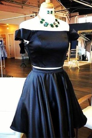 Short Black Homecomig Dress Two Piece Off Shannon Homecoming Dresses The Shoulder CD4259