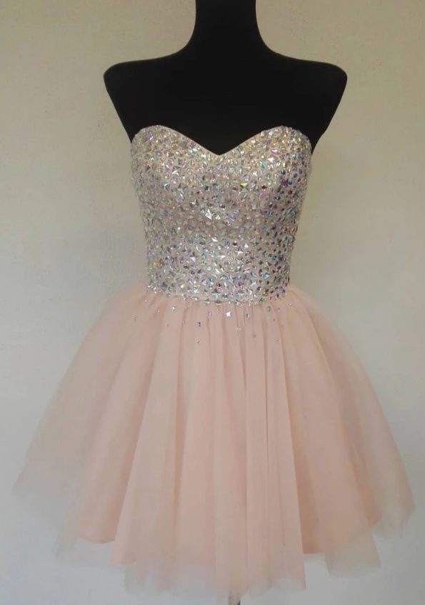Sweetheart Tulle Short Homecoming Dresses Laurel Pink Party Dress CD5023